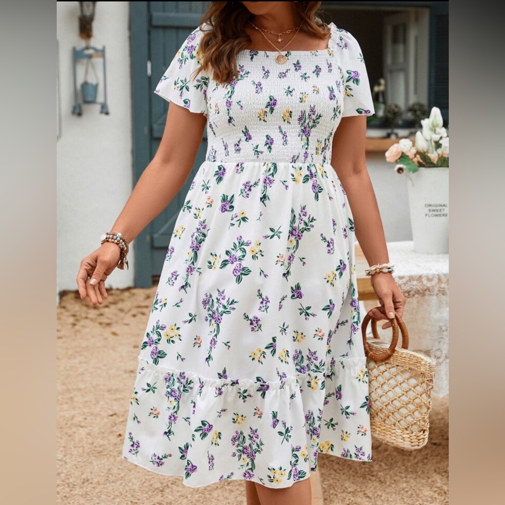 Floral White Dress